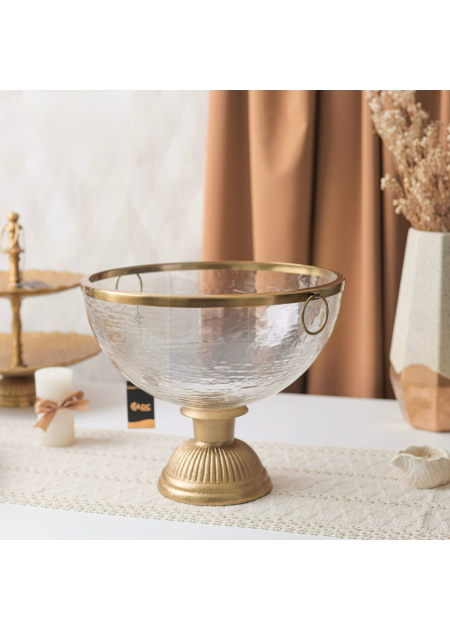 جاط فواكه زجاج مع إطار ذهبي